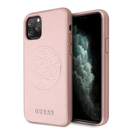 Guess Saffiano 4G Circle Logo - iPhone 11 Pro Max tok (rózsaszín)