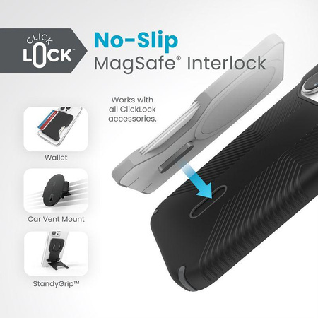 Speck Presidio2 Grip ClickLock e Magsafe - Custodia per iPhone 15 Pro (Nero / Grigio Ardesia / Bianco)
