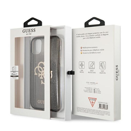 Guess Glitter 4G Big Logo - iPhone 11 Tasche (schwarz)