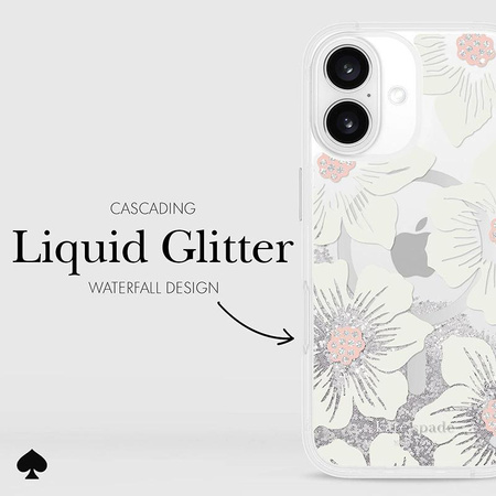 Kate Spade New York Liquid Glitter MagSafe - pouzdro pro iPhone 16 (Hollyhock Floral)