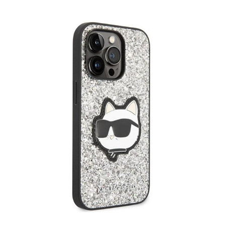 Karl Lagerfeld NFT Glitter Choupette Patch - Hülle für iPhone 14 Pro (Silber)