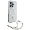 Guess IML Glitter With Pearl Strap MagSafe - iPhone 16 Pro Max Case (Transparent)