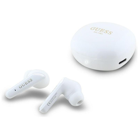 Guess Flat Classic Logo Electroplated - TWS headphones + charging case (white)
