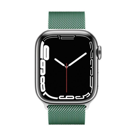 Crong Milano Steel - Řemínek z nerezové oceli pro Apple Watch 44/45/46/49 mm (zelený)