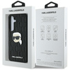 Karl Lagerfeld Kožené pouzdro s monogramem a logem Karl Head - Samsung Galaxy S25 (černé)