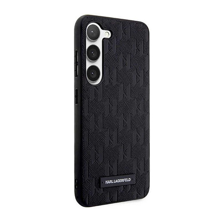Karl Lagerfeld Saffiano Monogramm Metall Logo - Hülle für Samsung Galaxy S23 (Schwarz)