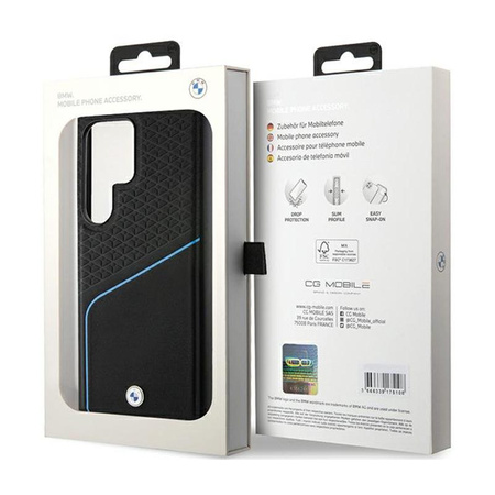 BMW Signature Leather Textured & Line MagSafe - Étui Samsung Galaxy S24 Ultra (noir)