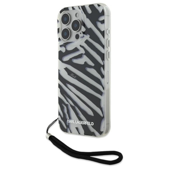 Karl Lagerfeld IML Zebramuster & Kordel - iPhone 16 Pro Max Tasche (schwarz)