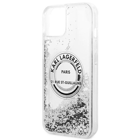 Karl Lagerfeld Liquid Glitter Round RSG Logo Case - Coque pour iPhone 14 Plus (argent)