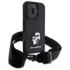 Karl Lagerfeld Saffiano Karl & Choupette Metal Pin CBDY Strap - Pouzdro iPhone 16 Pro (černé)