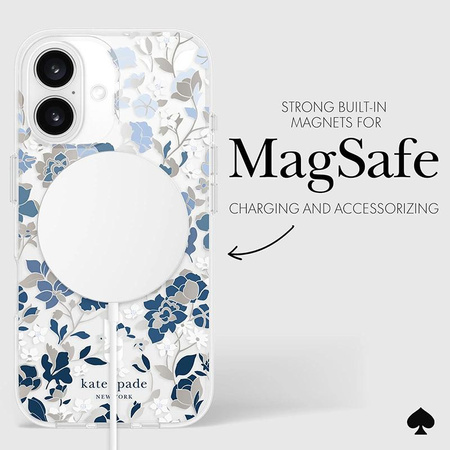 Kate Spade New York Protective Gems MagSafe - Hülle für iPhone 16 (Flowerbed Blue)