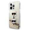 Karl Lagerfeld Liquid Glitter Karl & Choupette Head - iPhone 13 Pro Tasche (Gold)