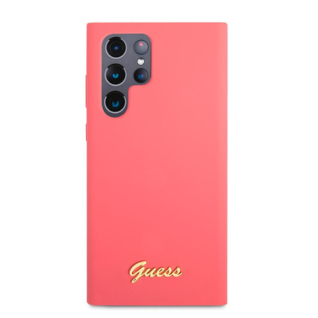 Guess Silicone Script Metal Logo - Samsung Galaxy S22 Ultra Case (fuchsia)