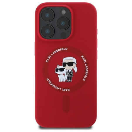 Karl Lagerfeld Silikonové pouzdro Karl & Choupette Ring MagSafe - iPhone 16 Pro (červené)