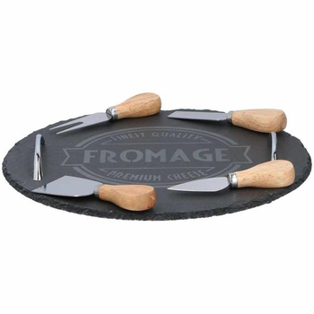 Alpina - Cheese serving set (tray / board and 4 knives)