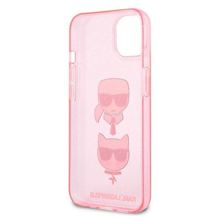 Karl Lagerfeld Glitter Karl & Choupette Head - iPhone 13 Case (pink)