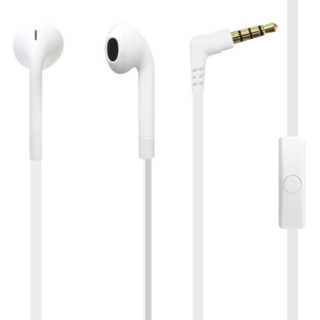 PURO ICON Stereo Earphones - Flat cable headphones with microphone and remote control (White)