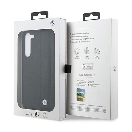 BMW Leather Textured & Stripe - Hülle für Samsung Galaxy S23+ (Schwarz)