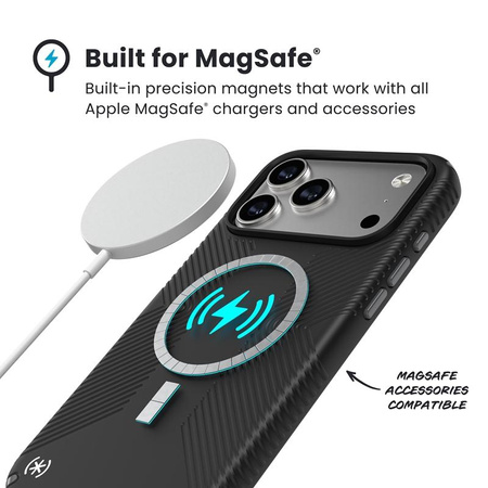 Speck Presidio2 Grip MagSafe - iPhone 17 Pro Max Case (Black / Slate Grey / White)
