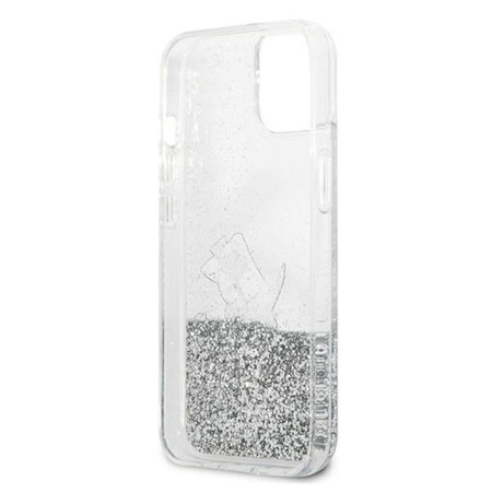 Karl Lagerfeld Liquid Glitter Choupette Fun - iPhone 13 mini Hülle (silber)