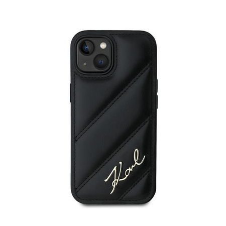 Karl Lagerfeld Diagonal gesteppte Schrift - iPhone 15 Plus / 14 Plus Tasche (schwarz)