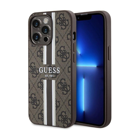 Guess 4G Printed Stripes MagSafe - pouzdro pro iPhone 13 Pro Max (hnědé)