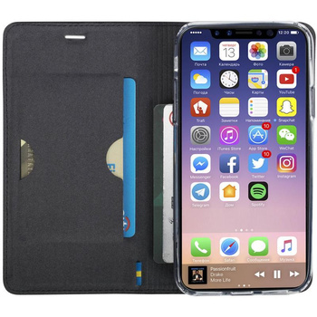 Krusell Malmo 4 Card Foliocase - Étui pour iPhone X avec fentes pour cartes + support (noir)