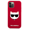 Silikonové pouzdro Karl Lagerfeld Choupette Head - iPhone 12 / iPhone 12 Pro (červené)