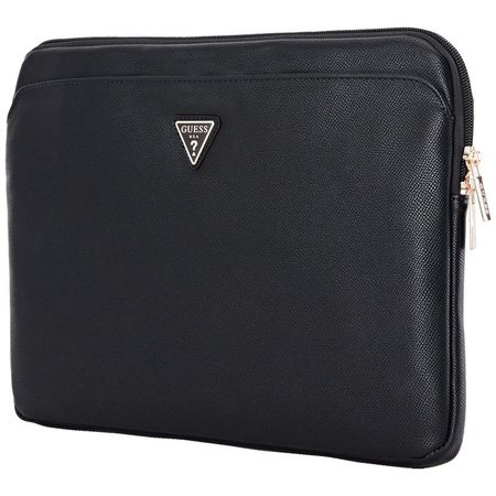 Guess Grained Zipper Pocket Triangle Logo Sleeve - 14" Notebook Case (black)