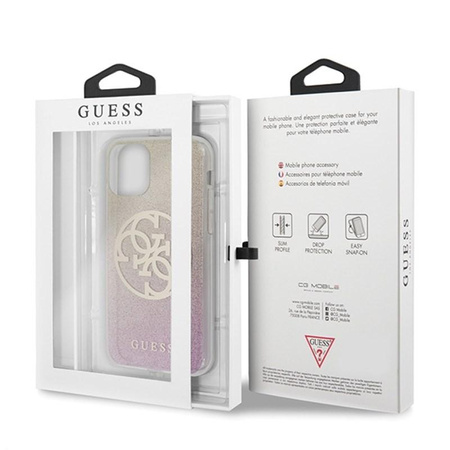 Coque Guess Gradient Circle Glitter 4G - iPhone 11 Pro Max Case (Gold/Pink)