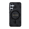 Guess 4G Collection Leather Metal Logo MagSafe - Samsung Galaxy S24 Tasche (schwarz)