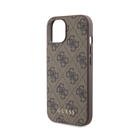 Guess 4G Metal Gold Logo - Case for iPhone 15 (Brown)
