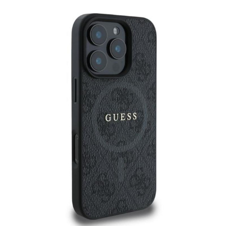 Guess 4G Ring Classic Logo MagSafe – Hülle für iPhone 16 Pro (schwarz)