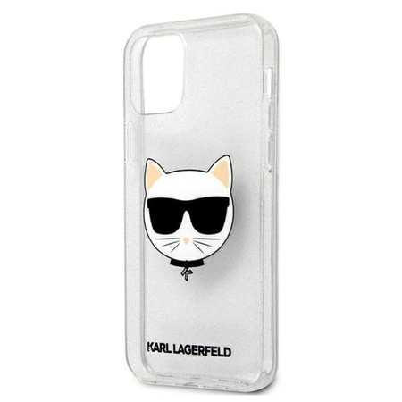 Karl Lagerfeld Choupette Head Glitter - iPhone 12 / iPhone 12 Pro tok (ezüst)