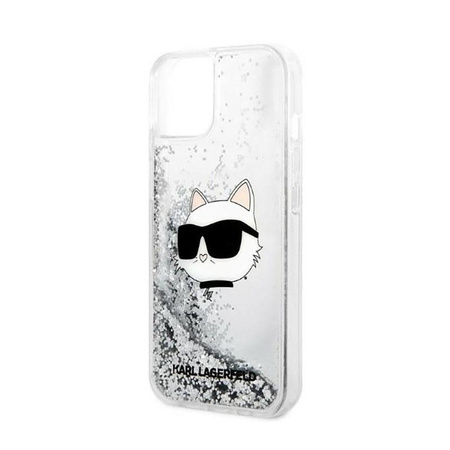 Karl Lagerfeld Liquid Glitter NFT Choupette Head - Hülle für iPhone 14 Plus (Silber)