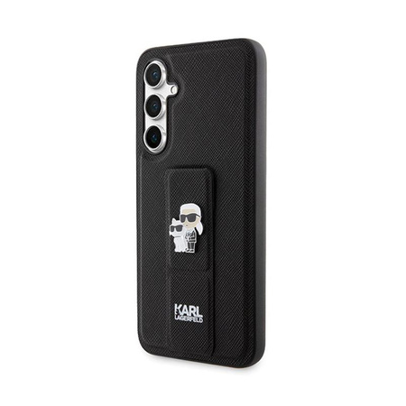 Karl Lagerfeld Gripstand Saffiano Karl & Choupette Pins - Samsung Galaxy S23 FE Case (black)