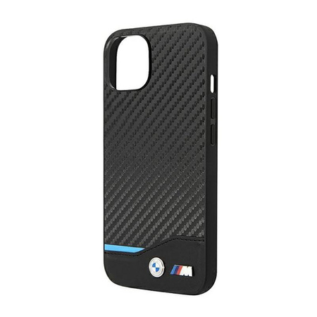 BMW Leather Carbon Blue Line - Case for iPhone 14 Plus (Black)