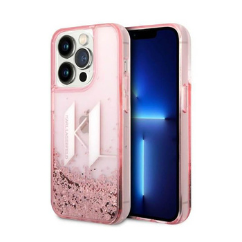 Karl Lagerfeld Liquid Glitter Big Logo tok - iPhone 14 Pro tok (rózsaszín)