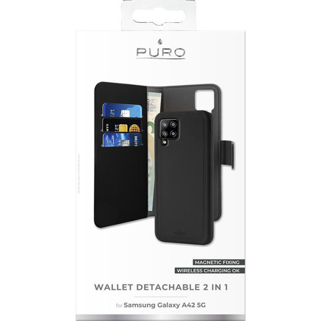 PURO Wallet Detachable - 2-in-1 Case for Samsung Galaxy A42 5G (black)