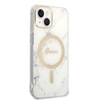 Guess Bundle Pack MagSafe IML Marble - MagSafe iPhone 14 case + charger set (white/gold)