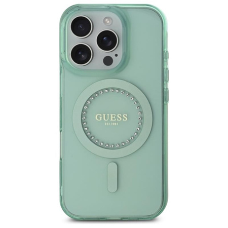 Guess IML strasszos MagSafe - iPhone 16 Pro Max tok (zöld)