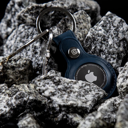 Crong Lederhülle mit Schlüsselring – Schützende Lederhülle mit Schlüsselring für Apple AirTag 1/2 (grün)