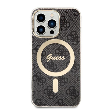 Guess Bundle Pack MagSafe 4G - Set of case for iPhone 13 Pro + MagSafe charger (Black/Gold)