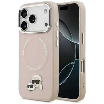 ETUI DO IPHONE 17 PRO do MAGSAFE KARL LAGERFELD ORYGINALNE RÓŻOWE SKÓRZANE