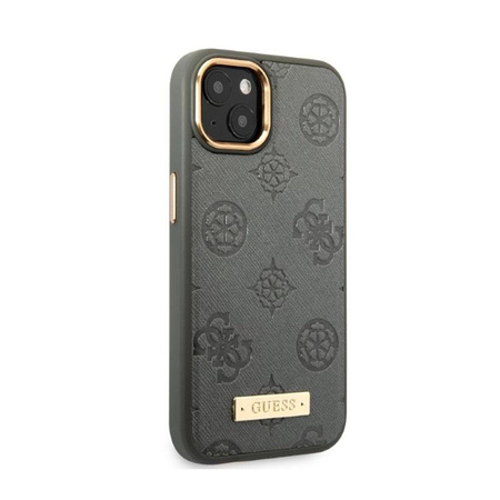 Guess Peony Logo Plate MagSafe - Hülle für iPhone 13 (Grau)
