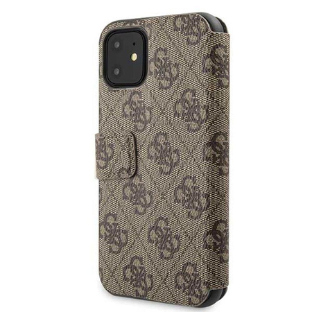 Guess Booktype 4G Charms Collection - Etui iPhone 11 z kieszeniami na karty (brązowy)