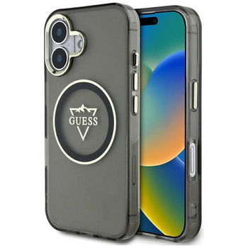 Guess IML Metal Mountain Logo MagSafe - Etui do iPhone 16 (czarny)