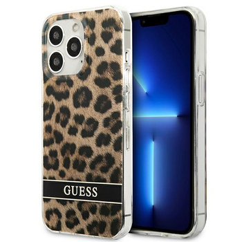 Guess Leopard Electro Stripe - Coque iPhone 13 Pro Max (Marron)