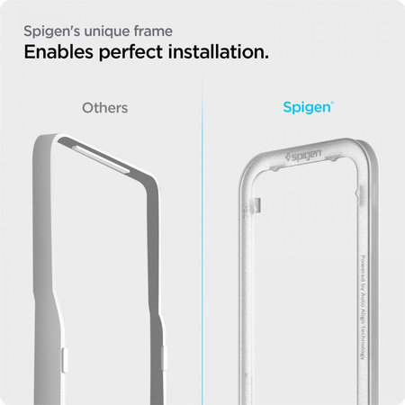 Spigen Alm Glass FC - Szkło hartowane do iPhone 16e / iPhone 14 / iPhone 13 / iPhone 13 Pro (Czarna ramka)