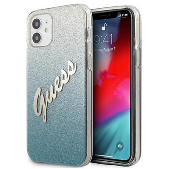 Guess Glitter Gradient Script - Coque pour iPhone 12 mini (bleu)